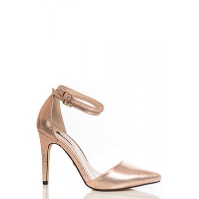 Quiz Rose Gold Glitter Ankle Strap Shoes